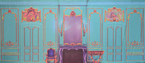 Antique Blue Parlor Interior Backdrop