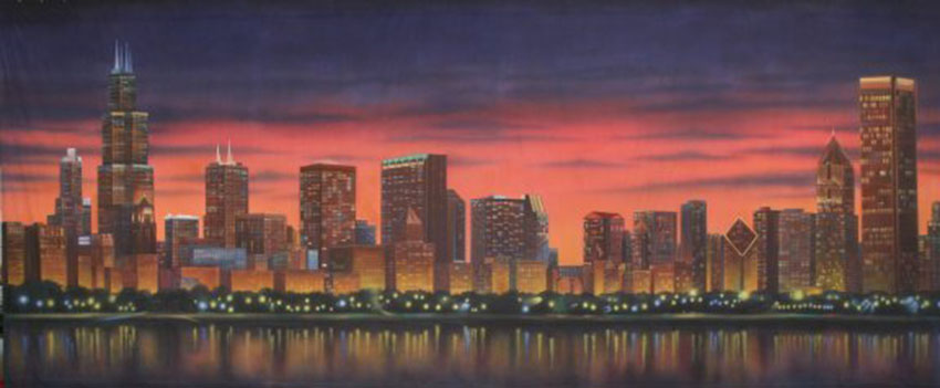Sunset Chicago Skyline Backdrop