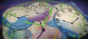 Colorful Clocks Montage Backdrop