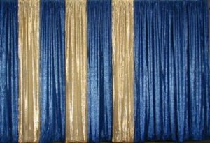 Blue Striped Lame Drape Backdrop