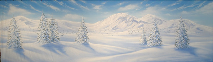 Panoramic Day Snow Landscape Backdrop