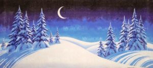 Moonlit Night Snow Landscape Backdrop