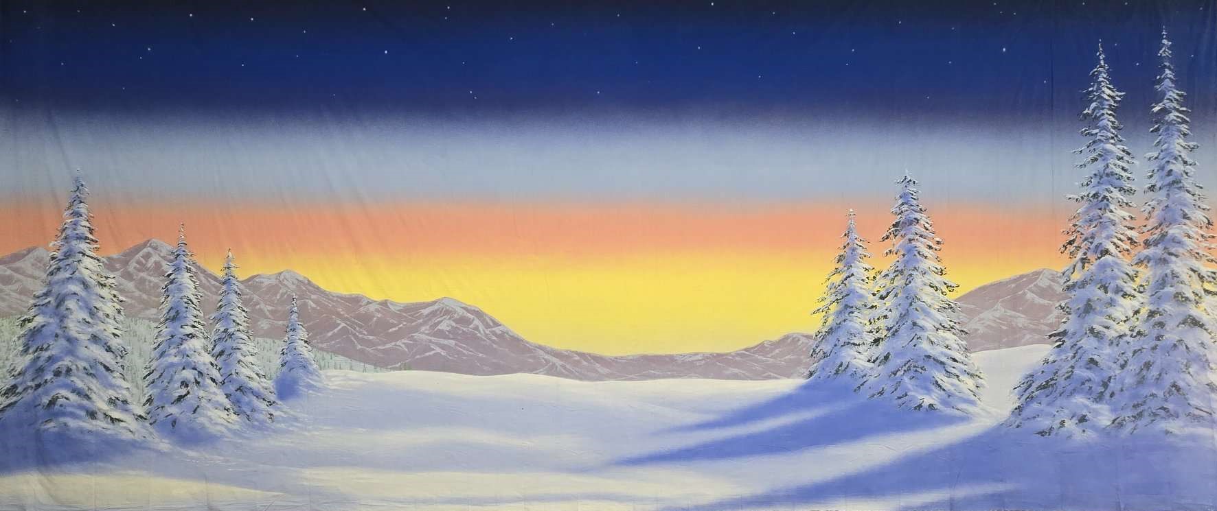 Colorful Night Snow Landscape Backdrop