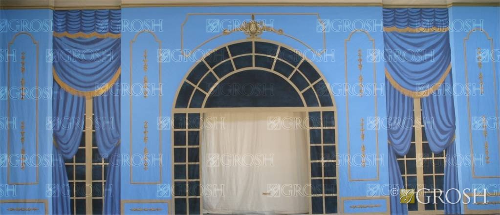 Blue Victorian Parlor Cut Door Backdrop