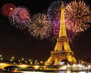 Eiffel Tower with Fireworks Pop-Up Drop Backdrop