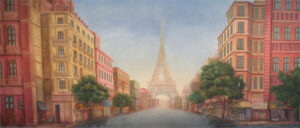 Eiffel Tower Overlooking French Street Backdrop