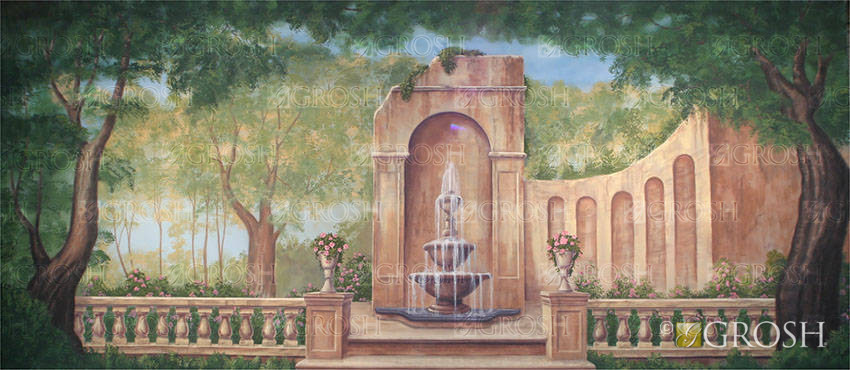 Timeless Garden Fountain Backdrop