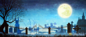 Full Moon Graveyard Backdrop