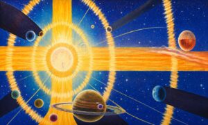 Stylized Planet Scrim Backdrop