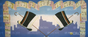 Top Hats with Music Notes Backdrop
