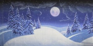Peaceful Night Snow Landscape Backdrop