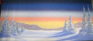 Colorful Night Snow Landscape Backdrop