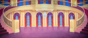Regal Purple Palace Interior Backdrop
