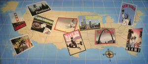 Postcards on USA Map Backdrop