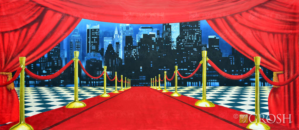 Red Carpet Cityscape backdrop S3489