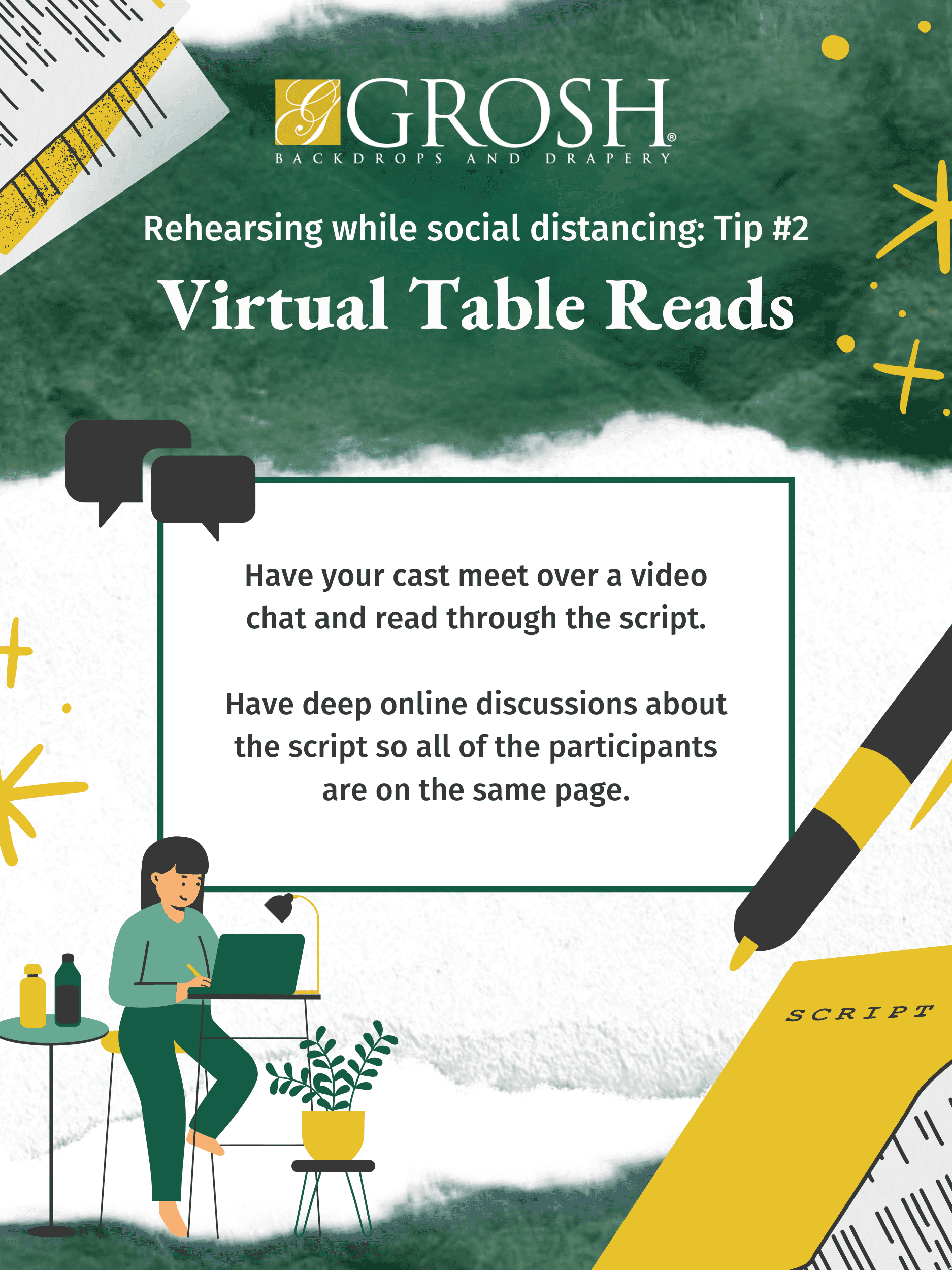 Rehearsing while social distancing Tip 2 Virtual Table Reads