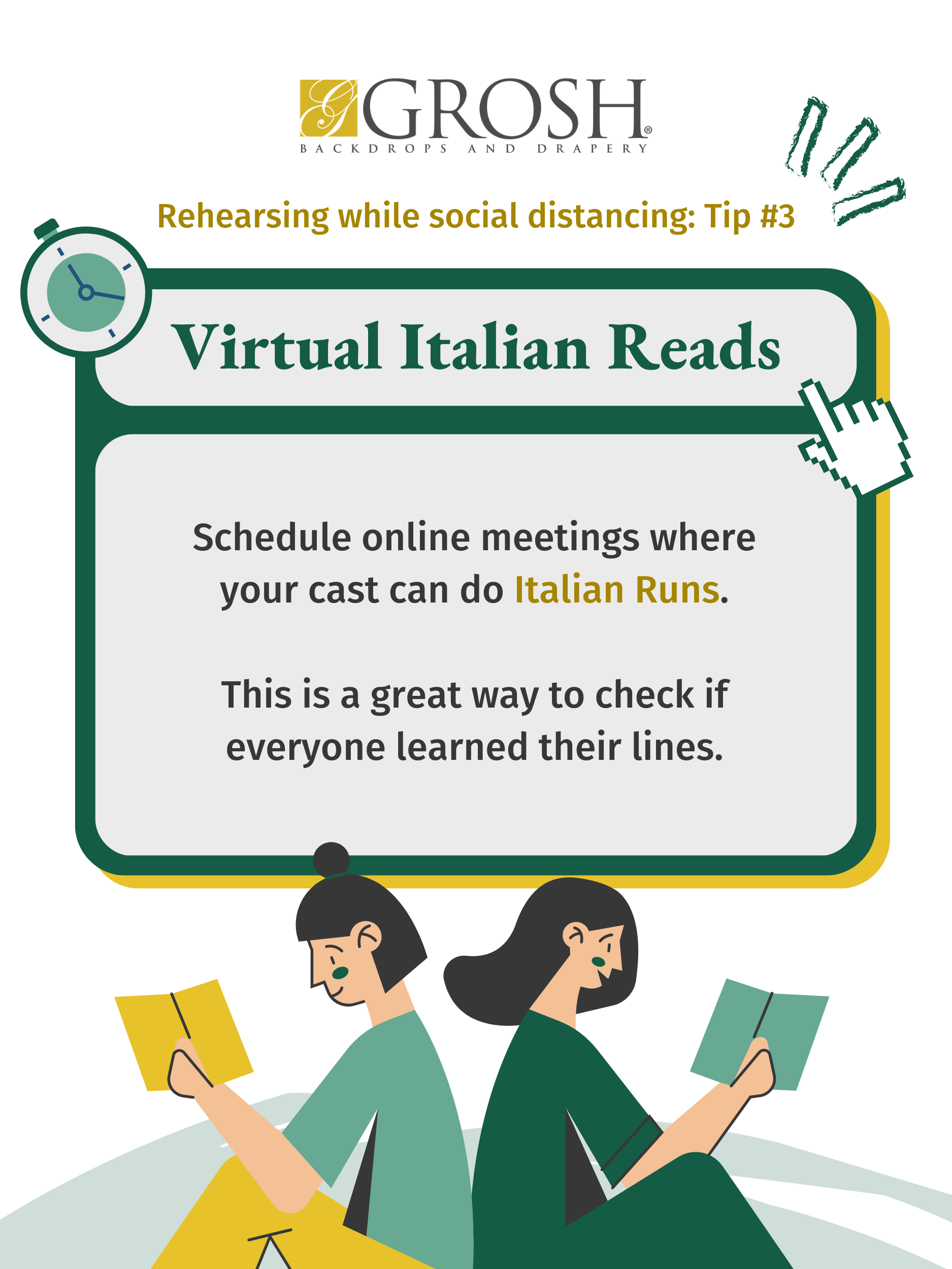 Rehearsing while social distancing Tip 3 Virtual Italian Reads