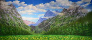 Daytime Mountain Landscape Backdrop