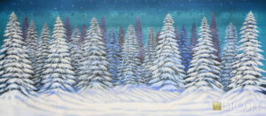 Night Snow Forest Backdrop