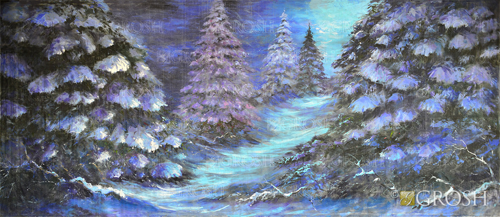 Winter Pine Forest Backdrop
