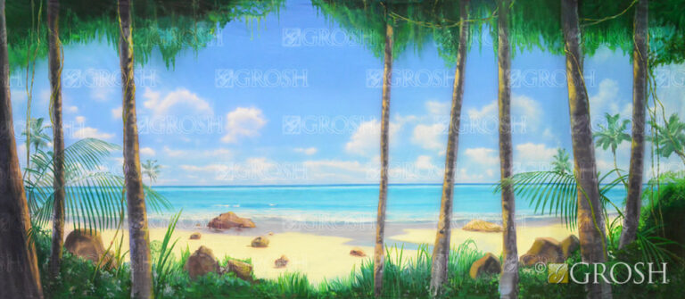 Resize Tropical Beach with Jungle Foliage backdrop ES8112 3