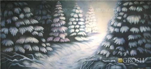 Winter Pine Forest Backdrop