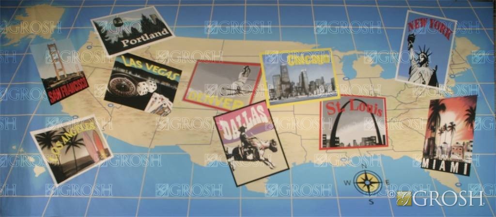 Postcards on USA Map