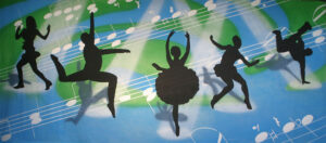 Musical Silhouette Dancers Backdrop