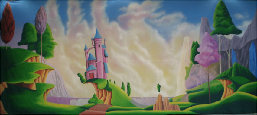 Cartoon Castle Landscape Backdrop