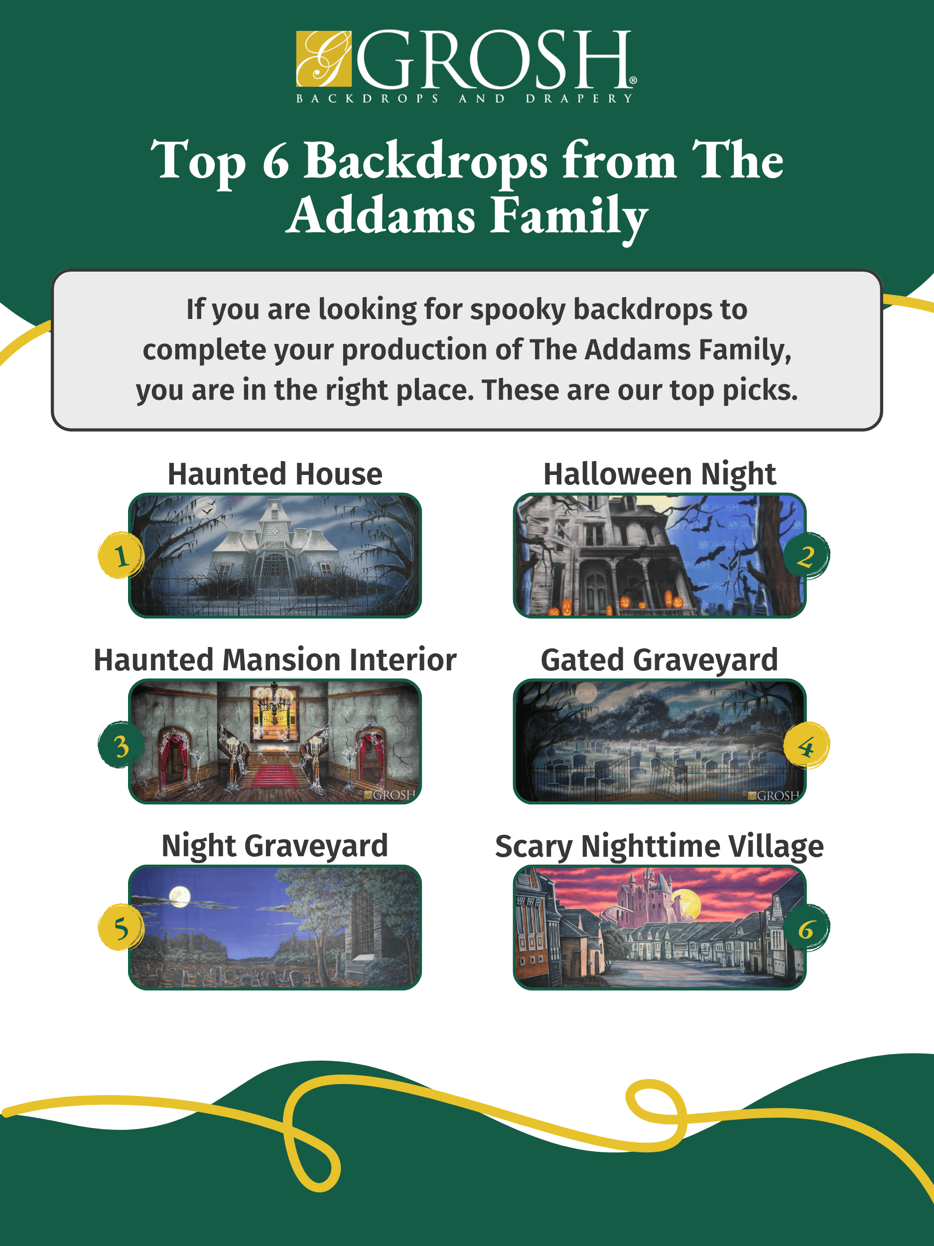 Top 6 Backdrops from The Addams Family