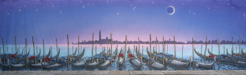 Venice Canal with Gondolas Backdrop