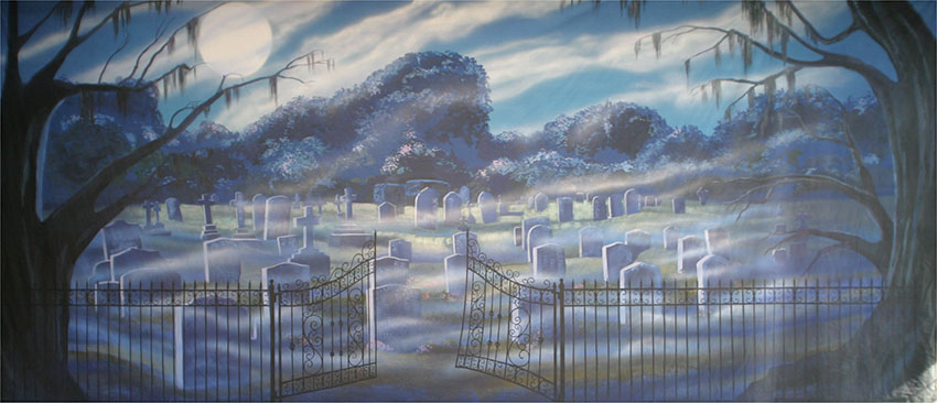 Graveyard with Gate Backdrop 